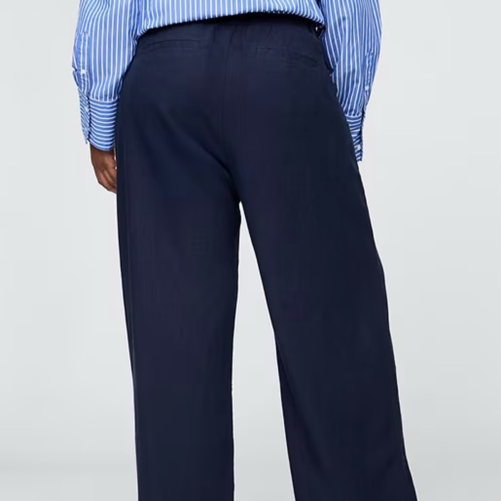 GAP 365 High Rise Wide-Leg Linen Blend Trouser Pants Navy - Picture 2 of 7